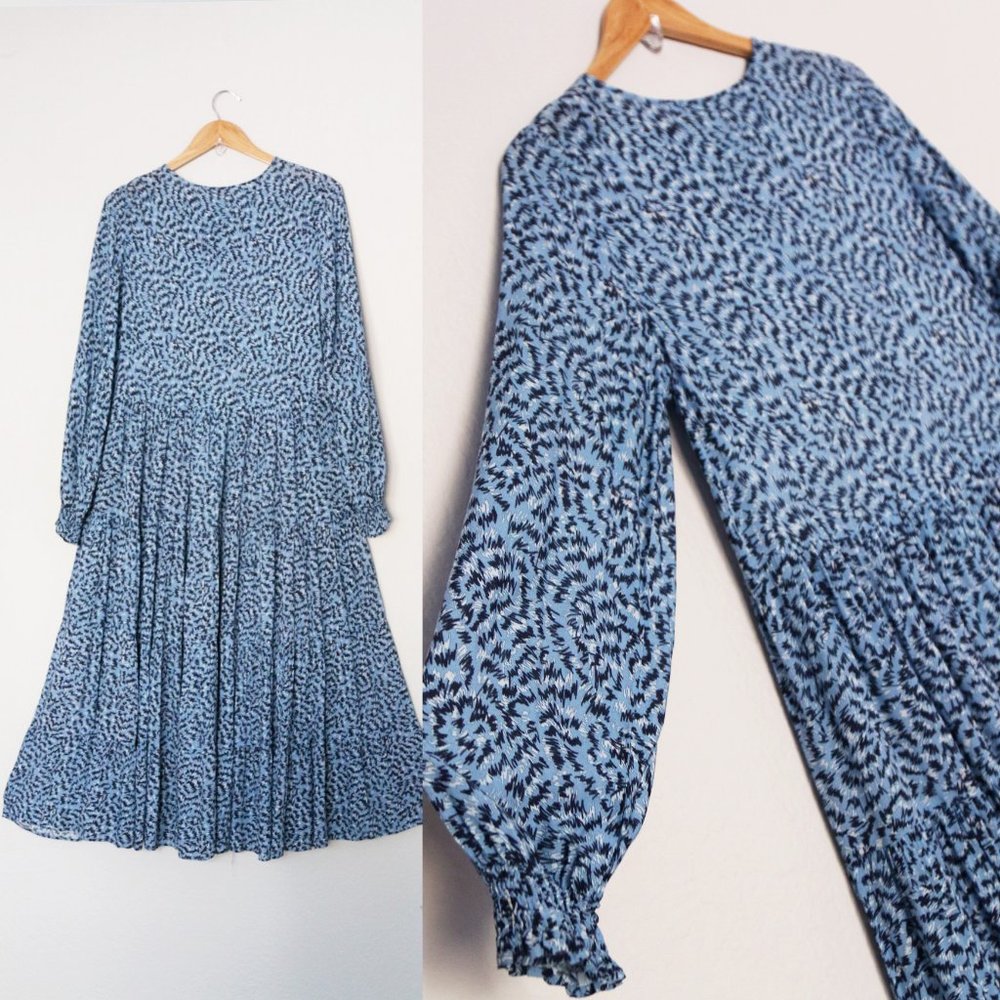 Zara Blue Angel Long Sleeve Prairie Tiered Midi Maxi Dress S Blogger's Favorite - Picture 10 of 15